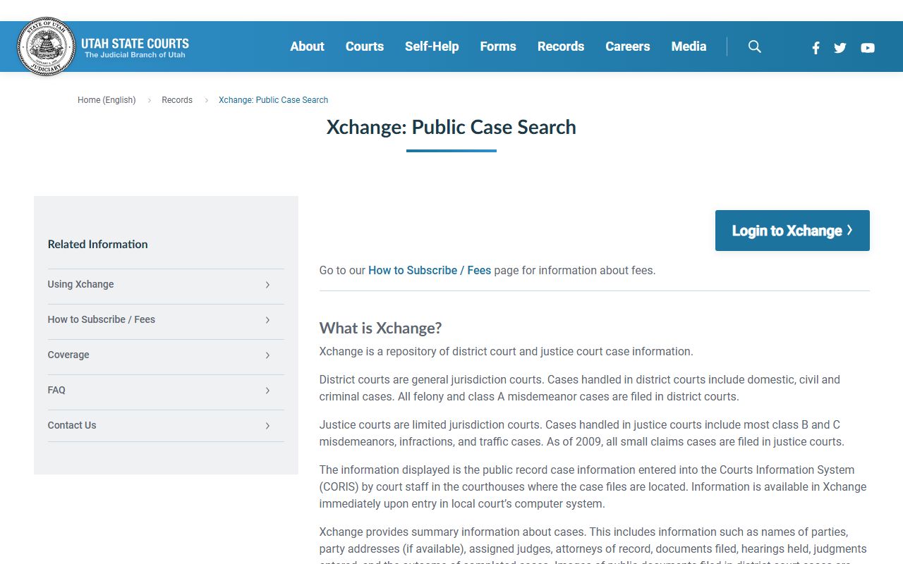 Salt Lake County court records after arrest XChange case search information